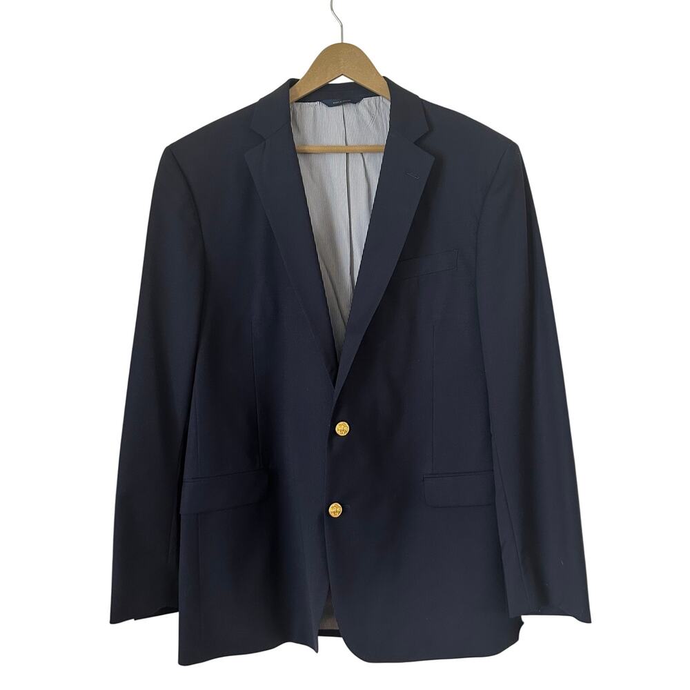 Brooks Brothers Navy Explorer Regent Fit 44 Tall Wool Blazer Lightweight